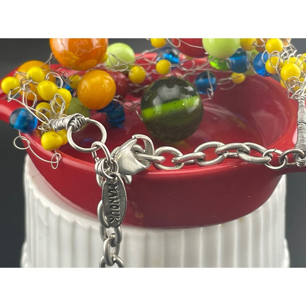 Manouk Sculptural Glass Bead Bracelet Statement Multicolor Wire Wrap art to wear - Picture 15 of 16